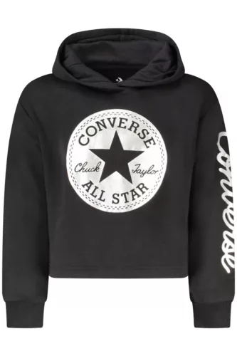 Converse lányka cipzáras kapucnis pulóver, fekete