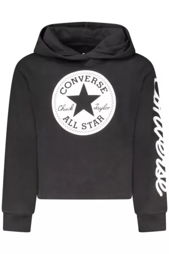 Converse lányka cipzáras kapucnis pulóver, fekete