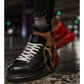 CHEKICH-254.411 BLACK/RED  (V) DIVATOS FÉRFI CIPŐ