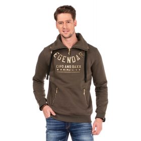 CIPO & BAXX DIVATOS FÉRFI KAPUCNIS PULÓVER CL324 KHAKI