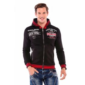 CIPO & BAXX DIVATOS FÉRFI KAPUCNIS PULÓVER CL367BLACK