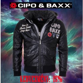 CIPO & BAXX MŰBŐR KABÁT FEKETE