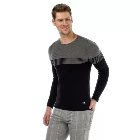   CIPO & BAXX DIVATOS FÉRFI KÖTÖTT PULÓVER CP181 BLACK-GREY