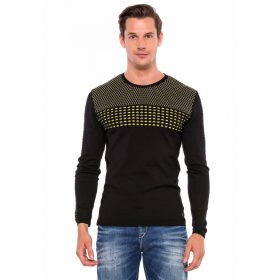CIPO&BAXX DIVATOS FÉRFI KÖTÖTT PULÓVER CP197BLACK-YELLOW CIPO&BAXX DIVATOS FÉRFI KÖTÖTT PULÓVER CP197BLACK-YELLOW