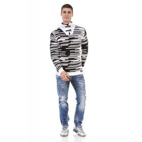 CIPO&BAXX FÉRFI KÖTÖTT PULÓVER CP245 WHITE-BLACK CIPO&BAXX FÉRFI KÖTÖTT PULÓVER CP245 WHITE-BLACK