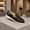 ICON2.020.07 Fekete lakkbőr slip-on cipő fehér talppal