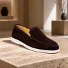 ICON2.020.08 Sötétbarna velúr slip-on férfi cipő fehér talppal
