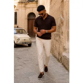   ICON2.020.08 Sötétbarna velúr slip-on férfi cipő fehér talppal