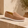 ICON2.020.09 Bézs velúr slip-on férfi cipő fehér talppal