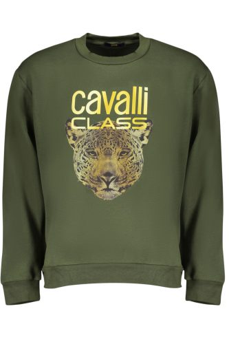 CAVALLI OSZTÁLYÚ ZÖLD FÉRFI CIPZÁZATLAN PÓLÓ