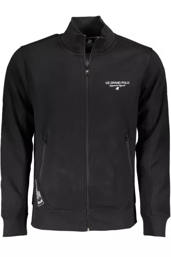 US GRAND FÉRFI FEKETE CIPZÁROS PULÓVER